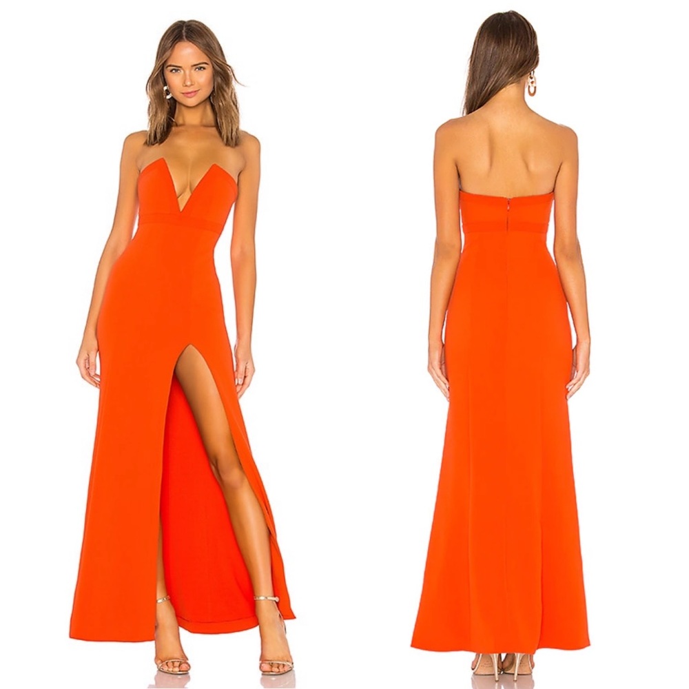 NWT Lover’s + Friends Fabiola Gown in Blood Orange- Size 4